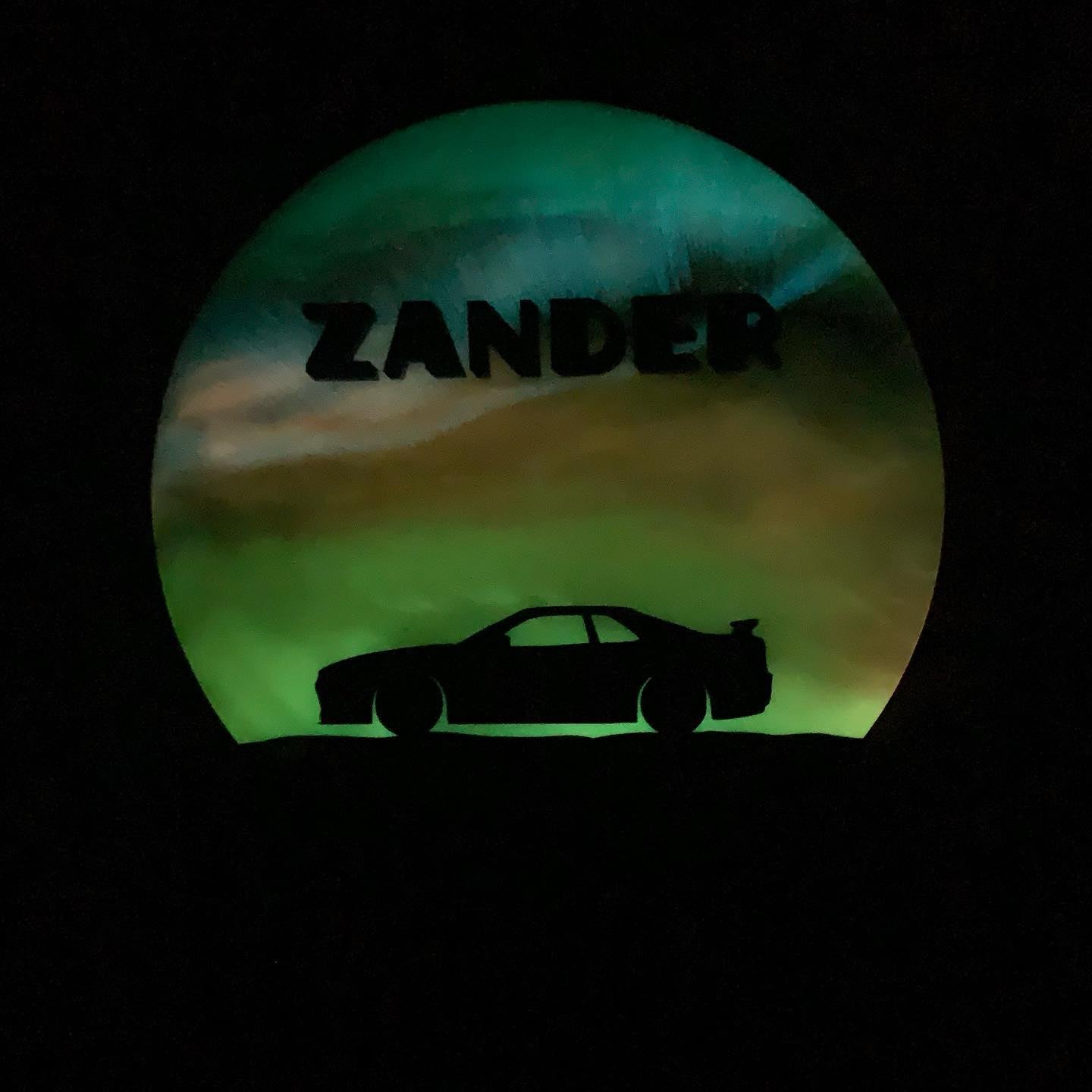 Glow In The Dark Car Silhouette Resin Nursery Name Sign