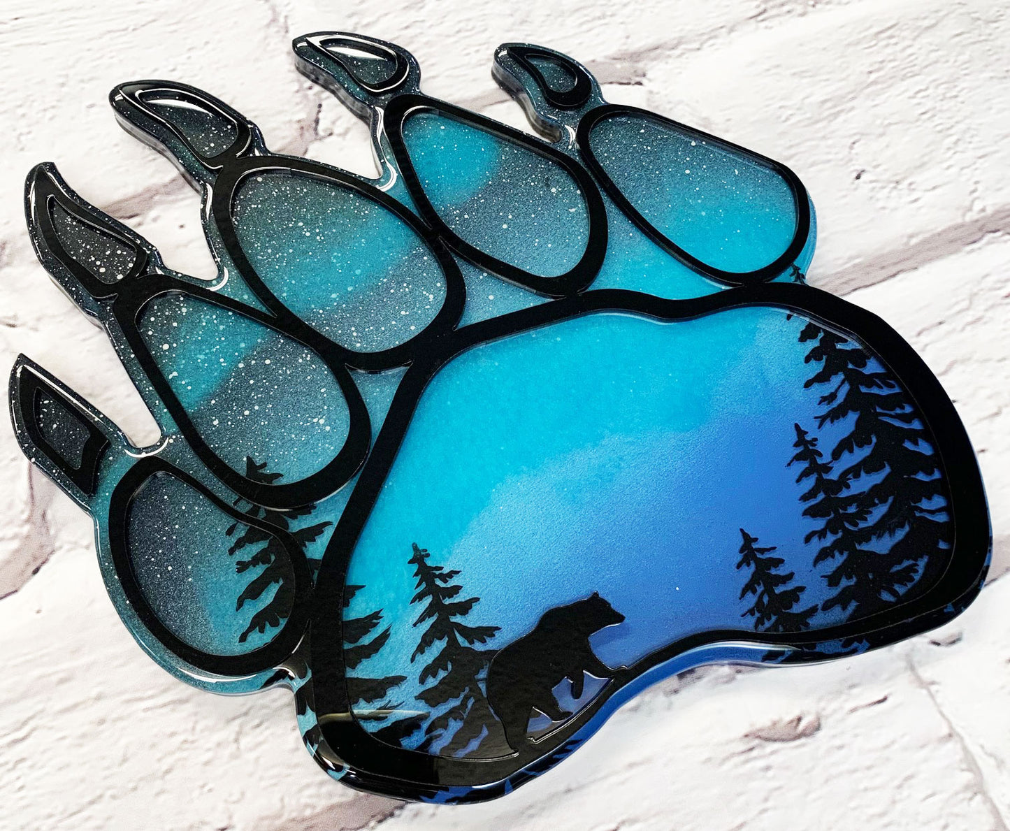 Bear Paw Northern Lights Resin Art