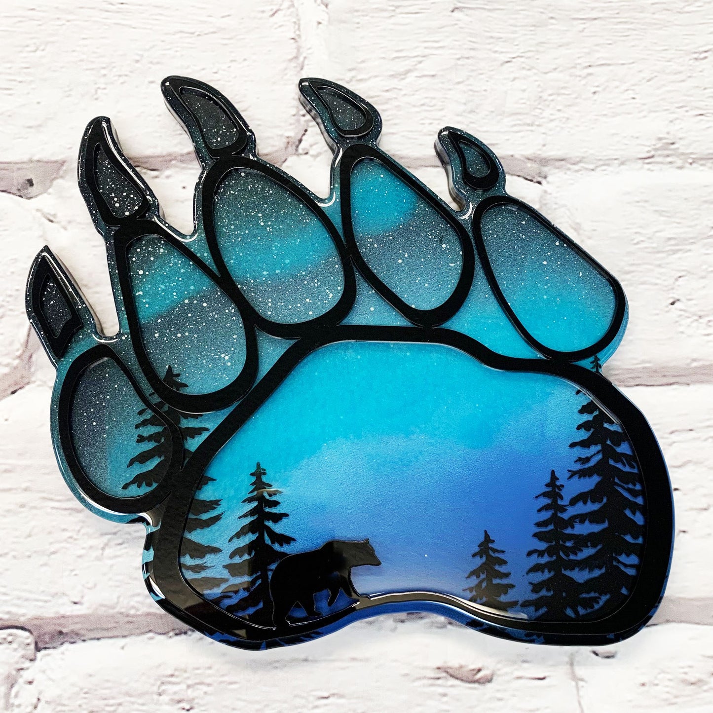 Bear Paw Northern Lights Resin Art