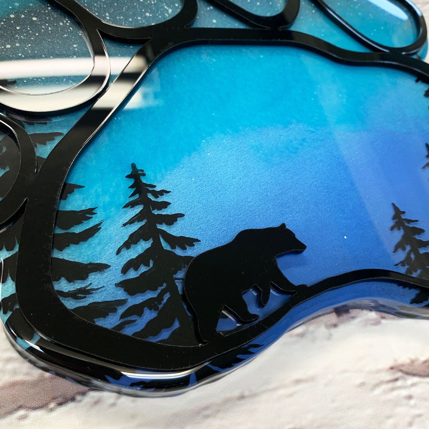 Bear Paw Northern Lights Resin Art