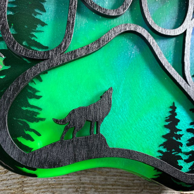 Wolf Paw Northern Lights Resin Art