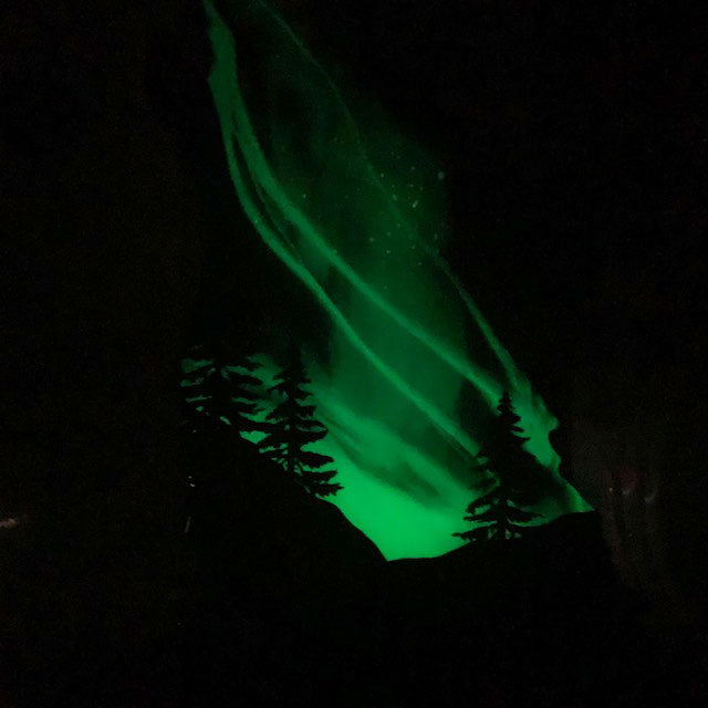Green Northern Lights Wolf Art