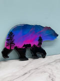12" Pink Northern Lights Resin Bear