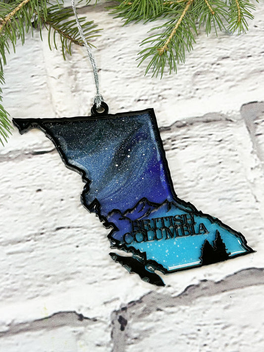CLEARANCE Purple and Blue Province Northern Lights Ornaments