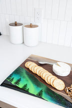 Northern Lights Resin and Black Walnut Charcuterie Board