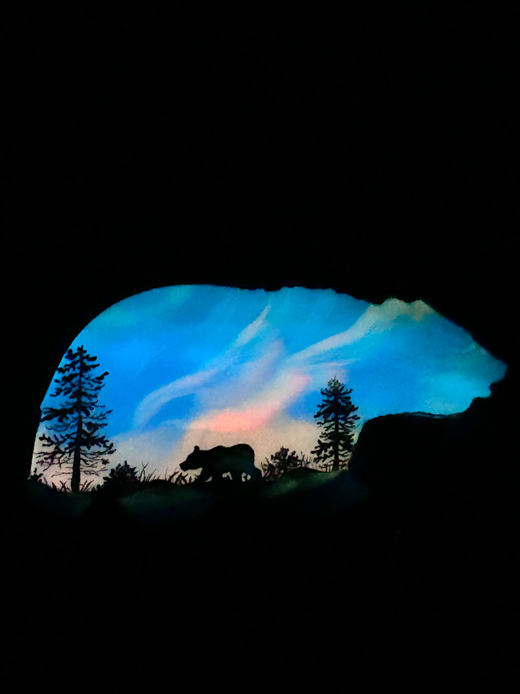 12" Pink Northern Lights Resin Bear