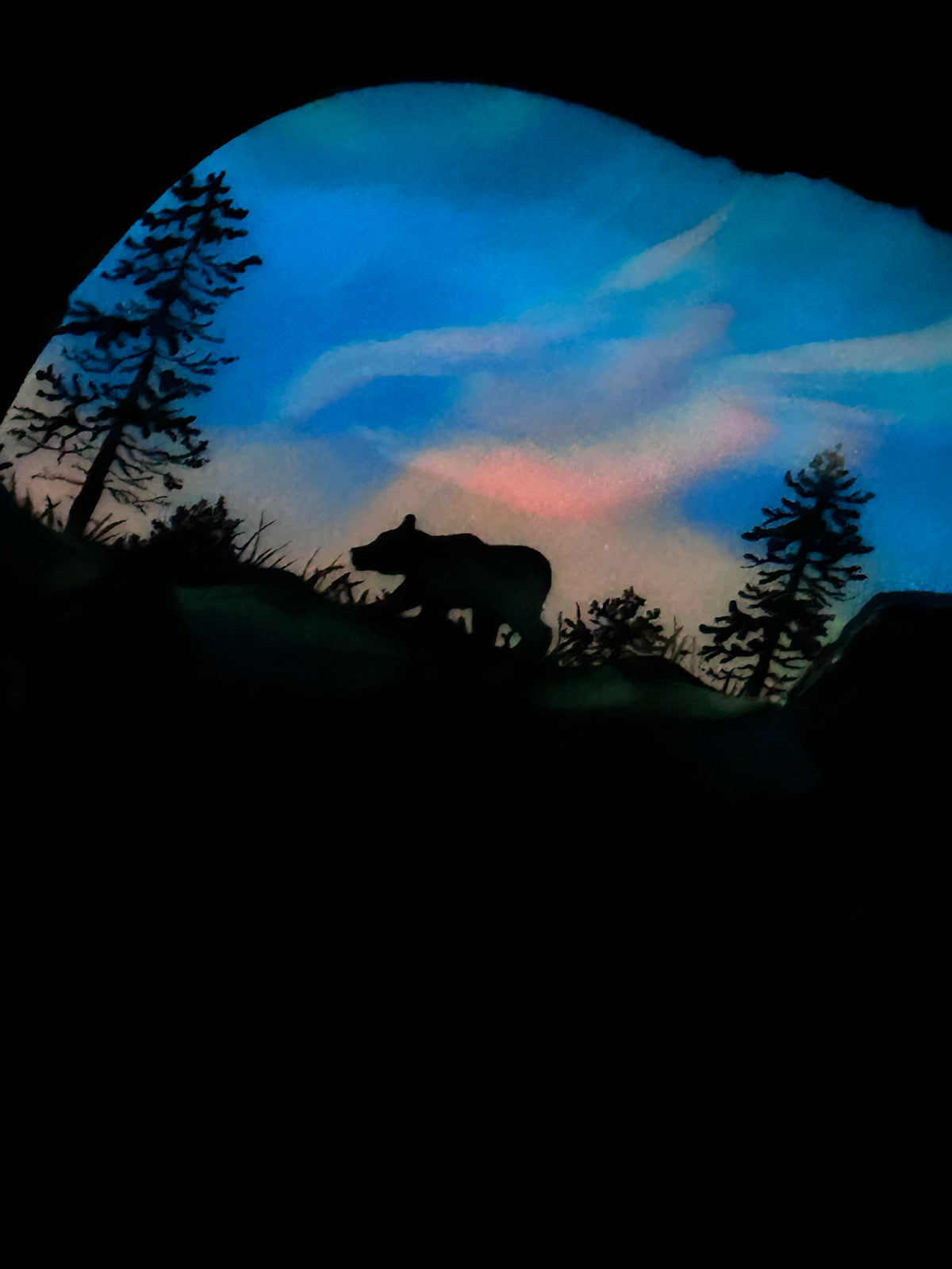 12" Pink Northern Lights Resin Bear