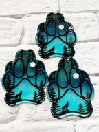 Full Moon Mini Wolf Paw Northern Lights Resin Art