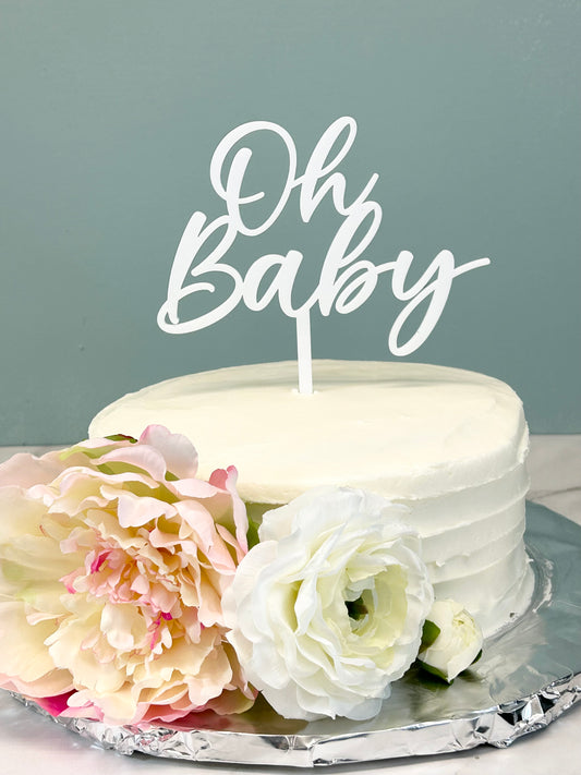 White Oh Baby Cake Topper