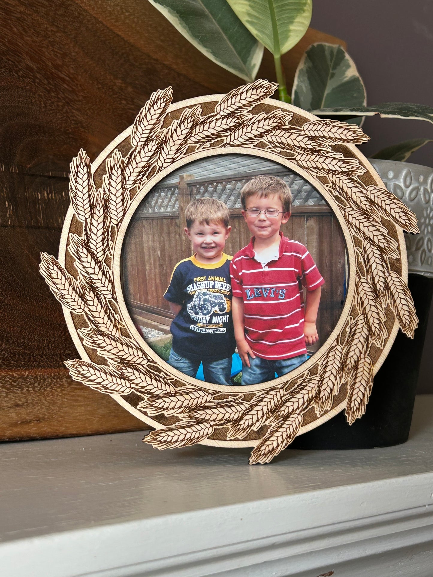 Wheat Wreath Engraved Photo Frame
