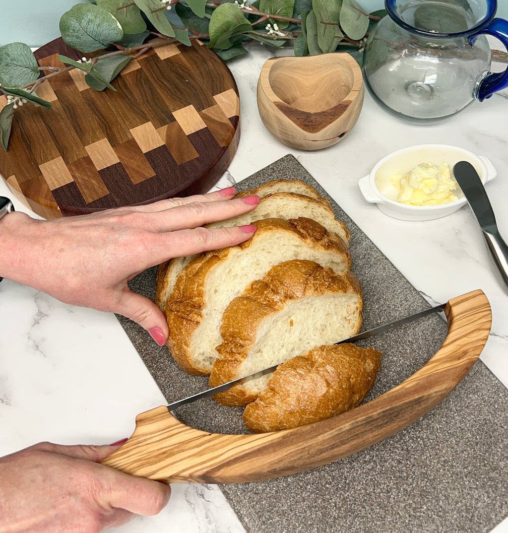 Olive Wood Hand Crafted Wooden Bread Bow Knife
