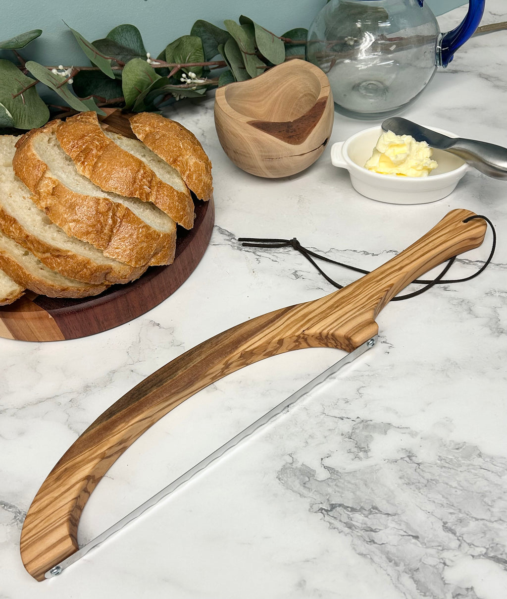 Olive Wood Hand Crafted Wooden Bread Bow Knife