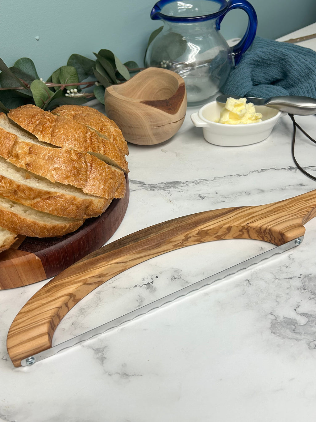 Olive Wood Hand Crafted Wooden Bread Bow Knife