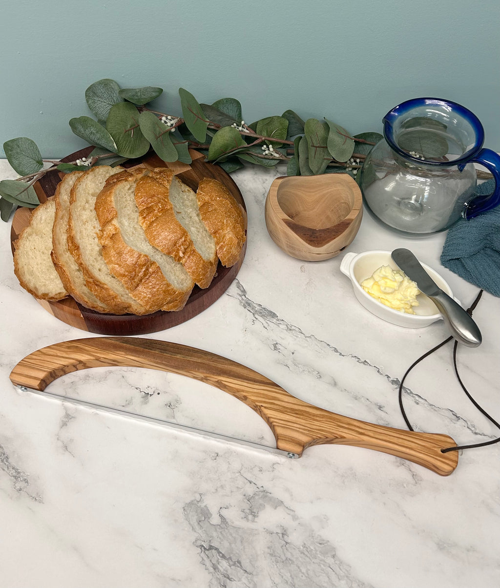 Olive Wood Hand Crafted Wooden Bread Bow Knife