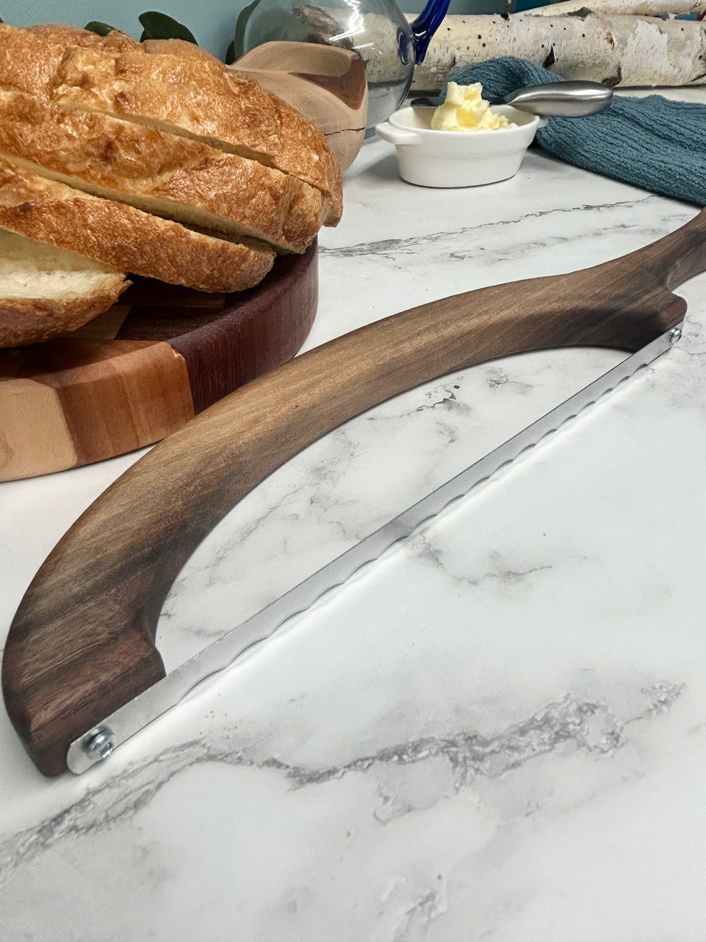 Black Walnut Hand Crafted Wooden Bread Bow Knife