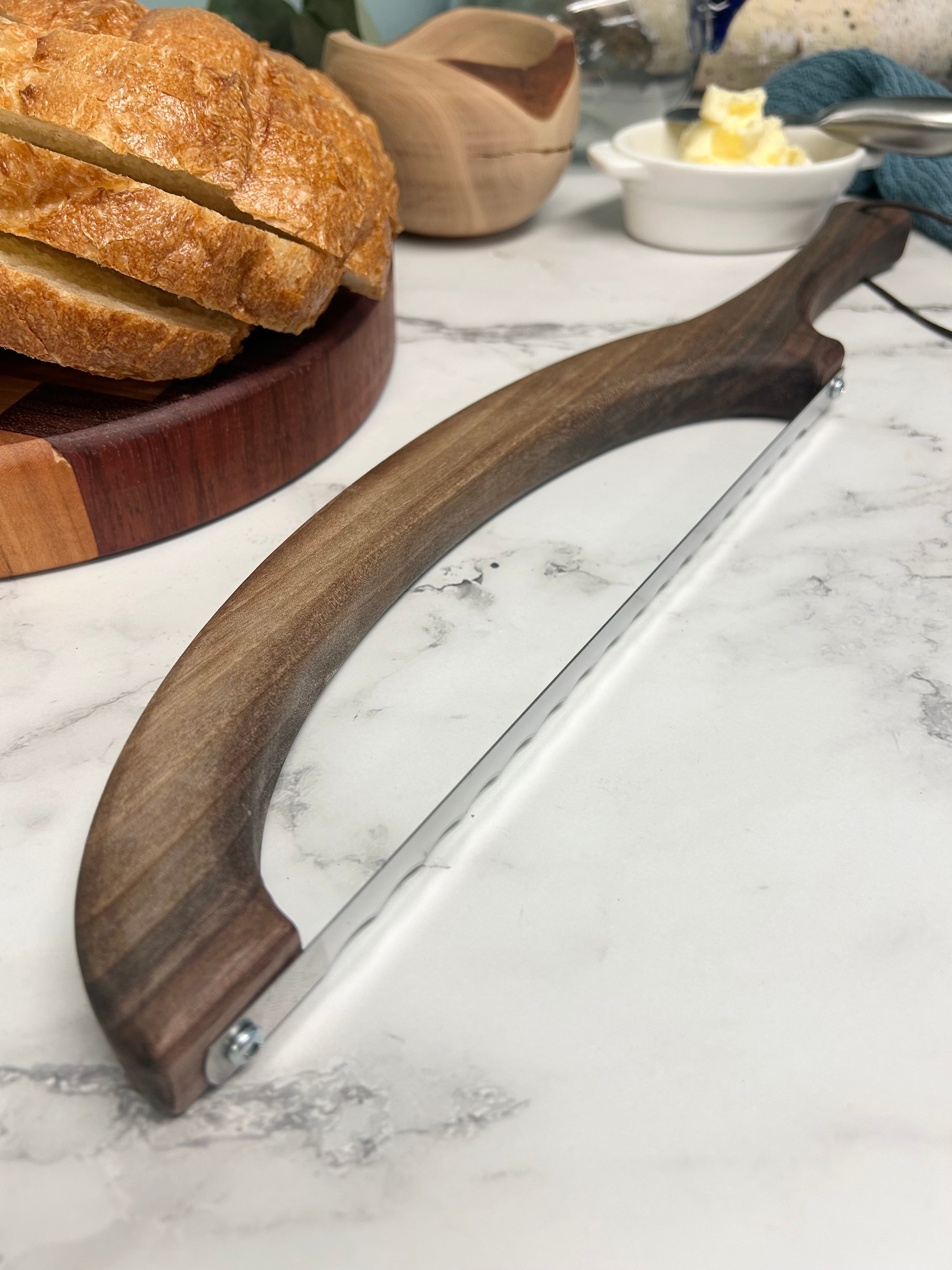 Black Walnut Hand Crafted Wooden Bread Bow Knife