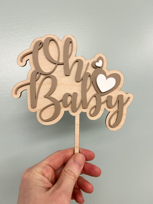 Oh Baby Wood and Acrylic Cake Topper