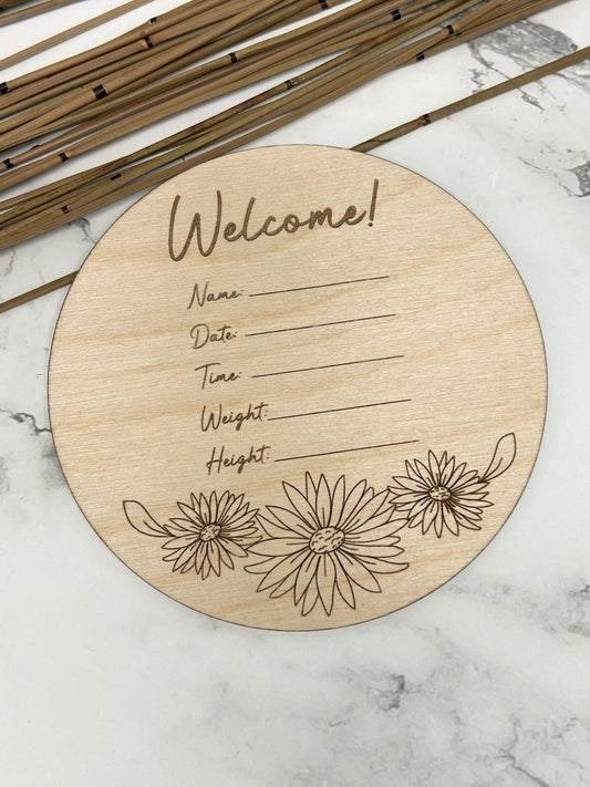 Welcome Baby Floral Birth Announcement Sign for Photos