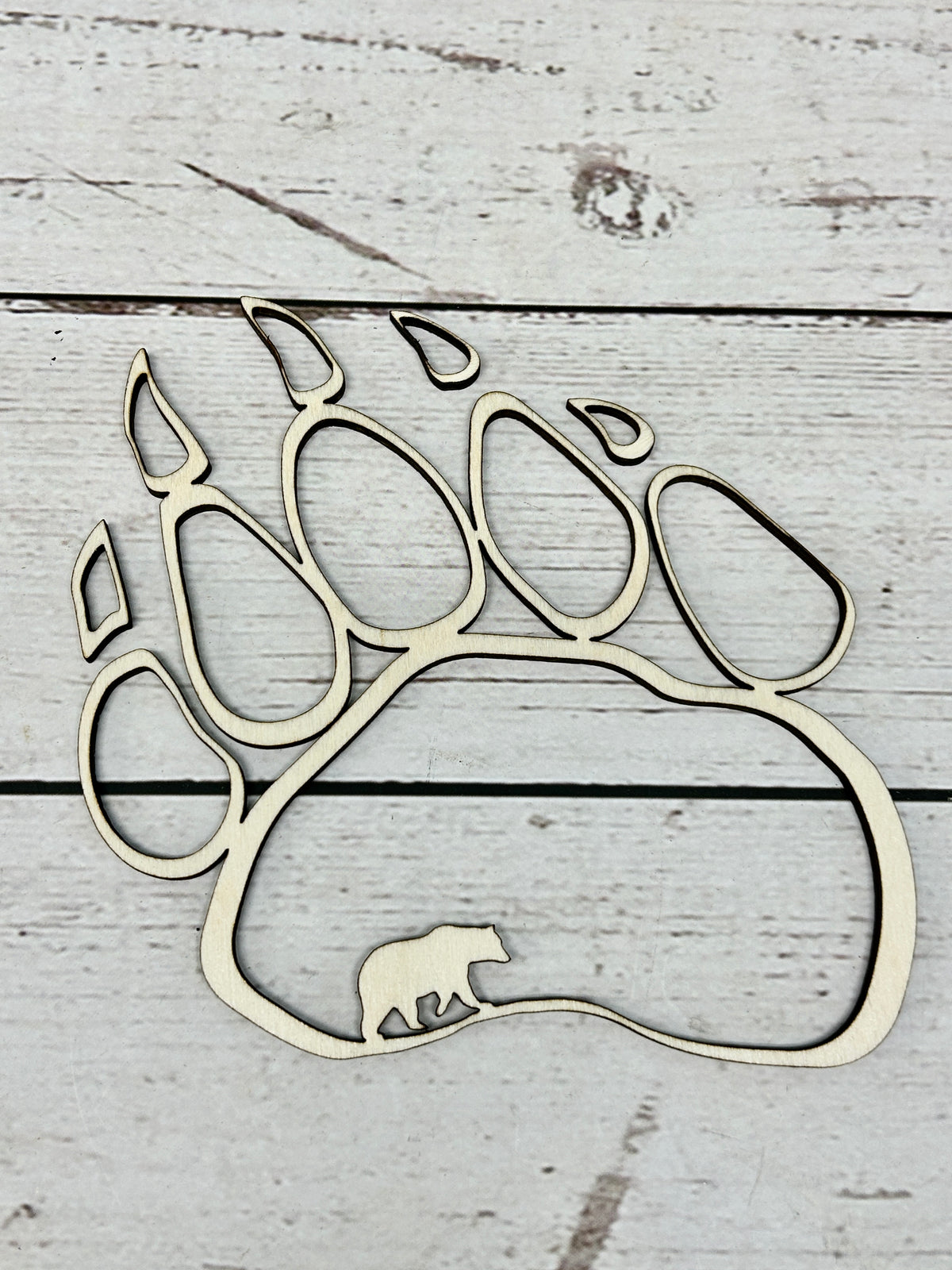 RIGHT PAW Mini Bear Paw Wood Shape With Silhouette Set