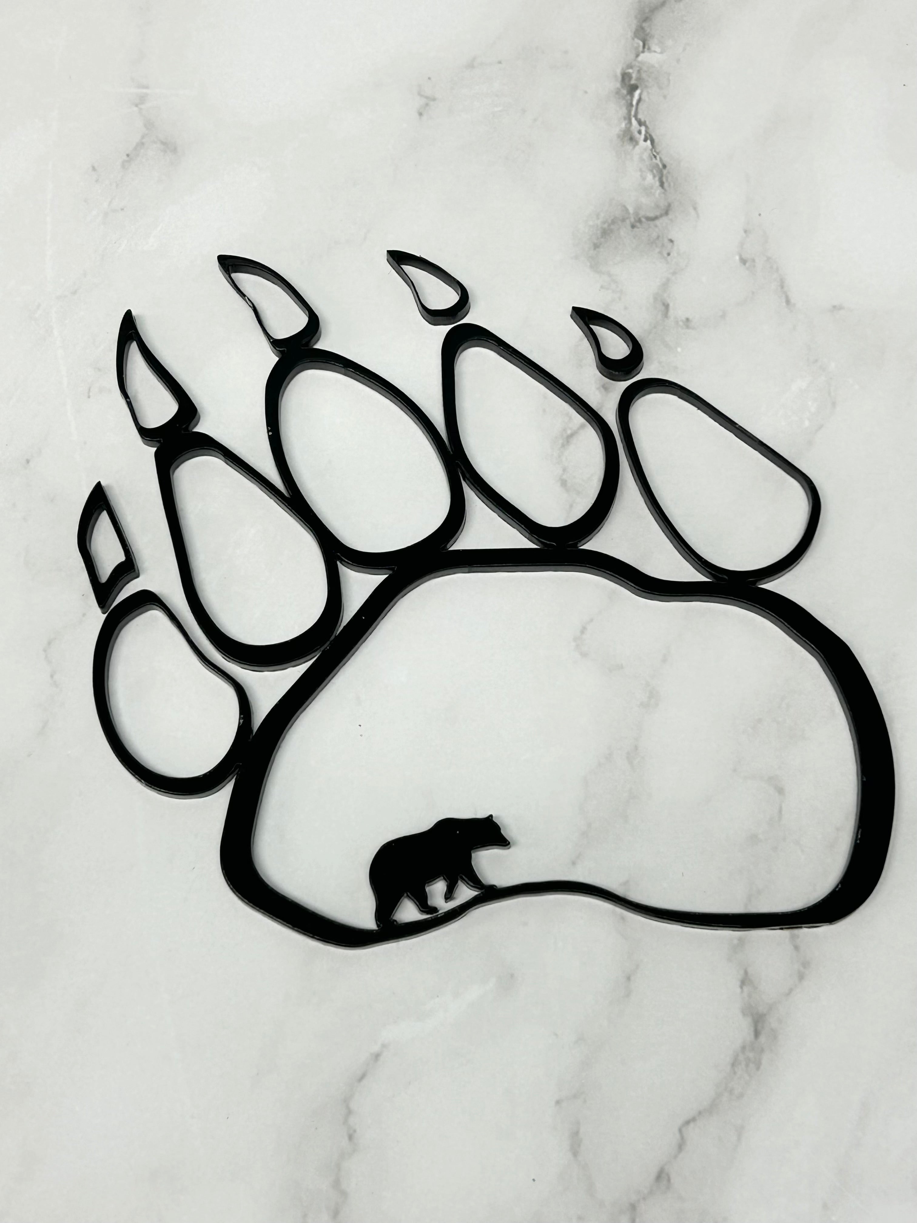 Mini Bear Paw Wood Shape With Silhouette Set