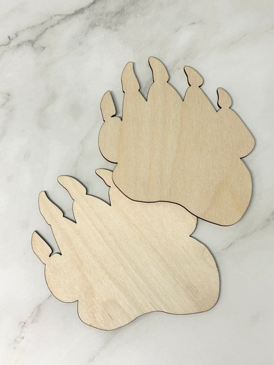 Mini Bear Paw Unpainted Wooden Blank