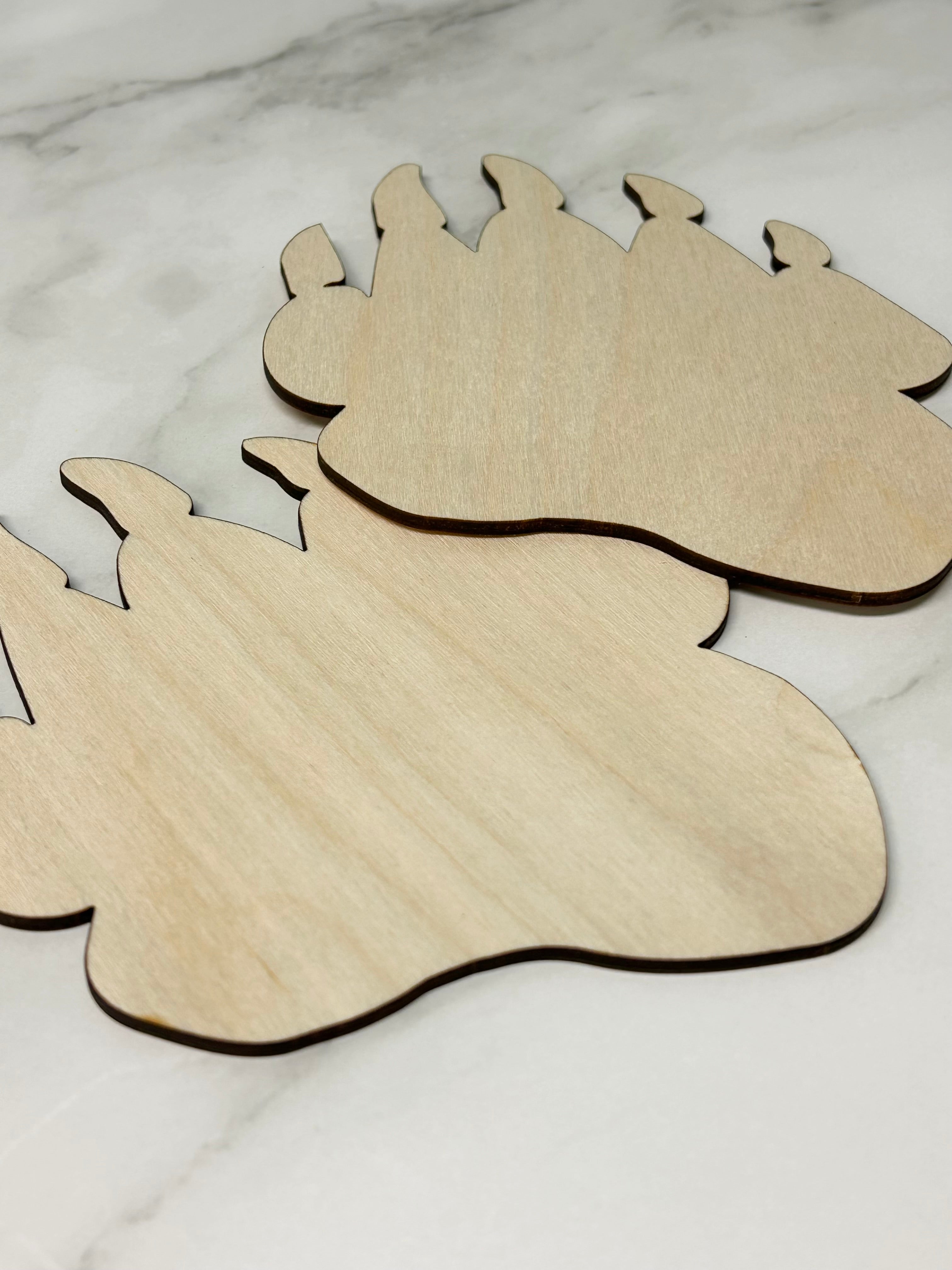 LEFT PAW Mini Bear Paw Unpainted Wooden Blank