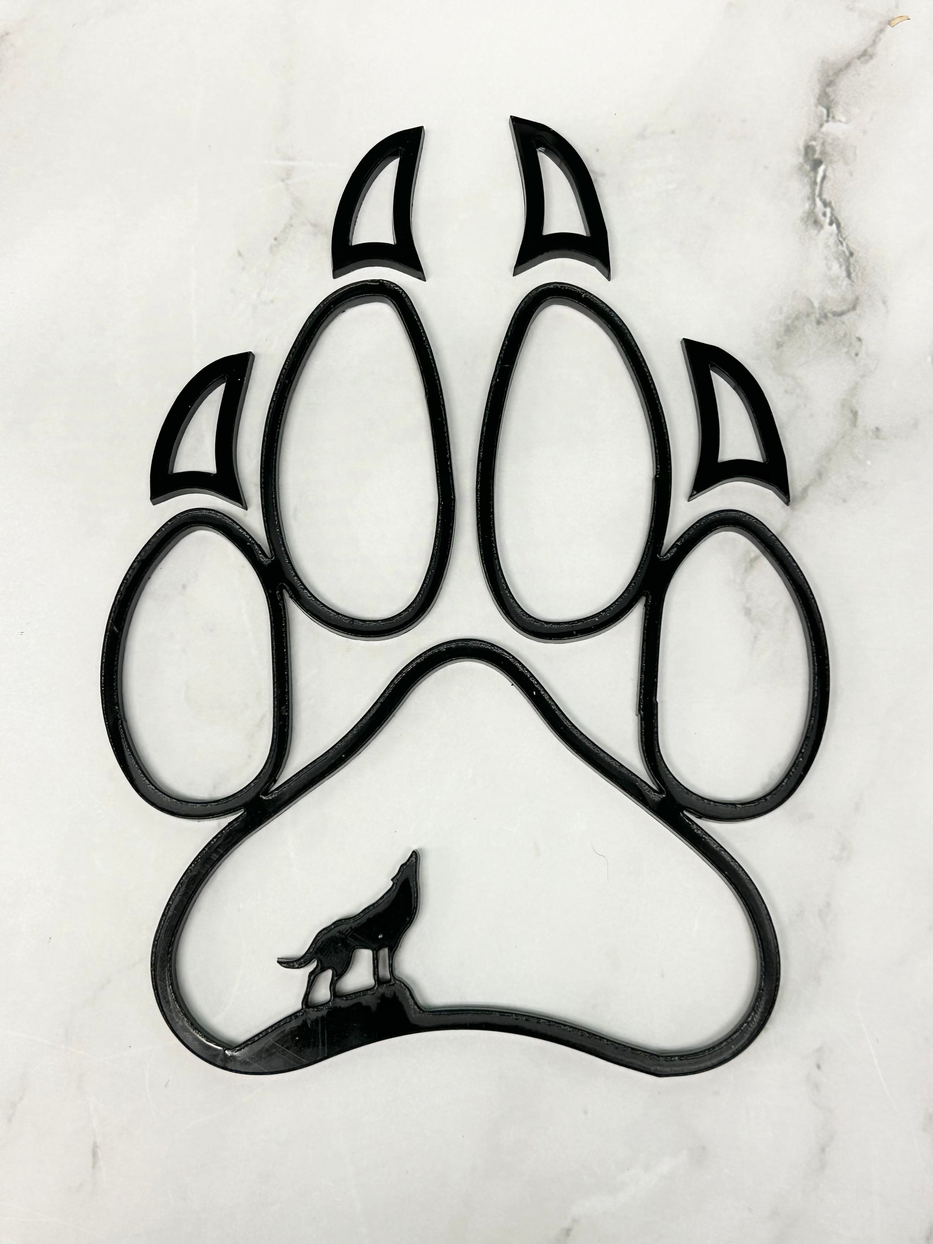 Mini Wolf Paw Acrylic Outline