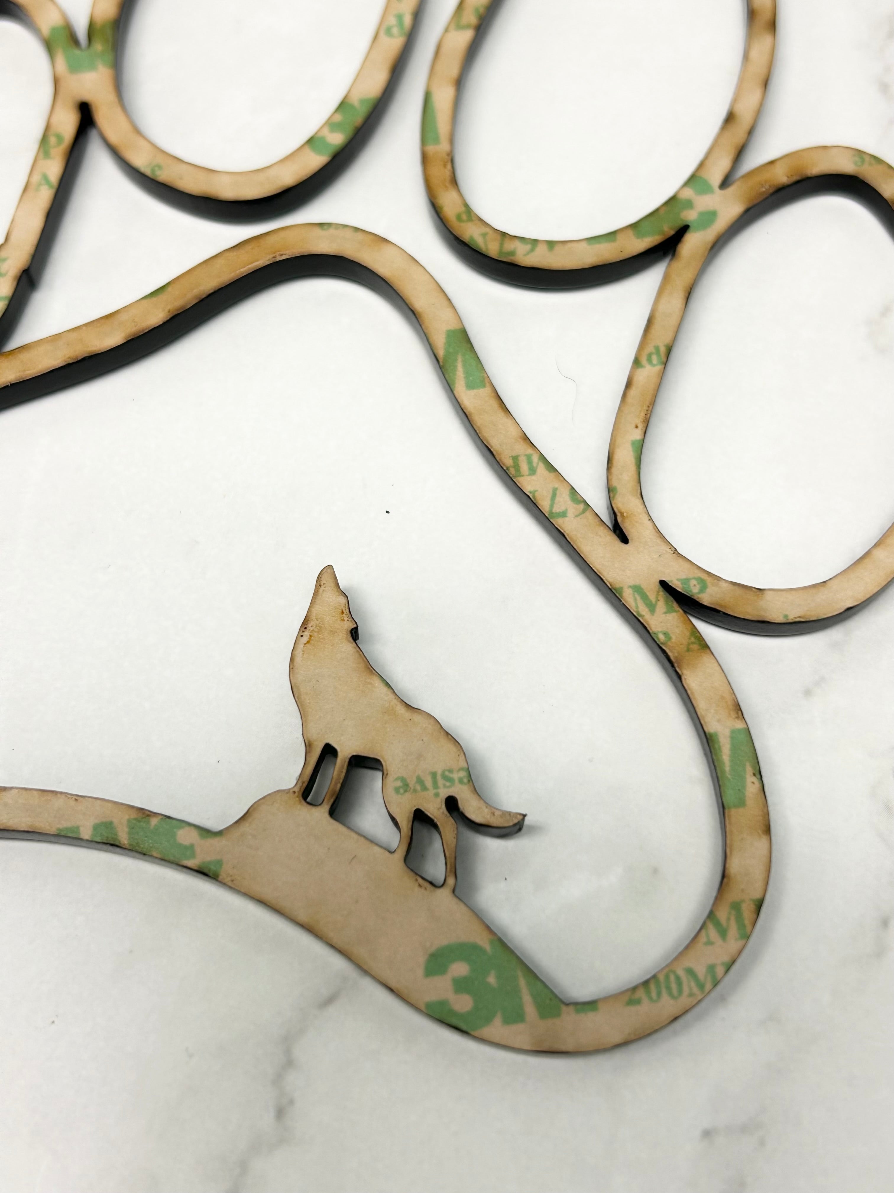 Mini Wolf Paw Wood Shape With Silhouette Set