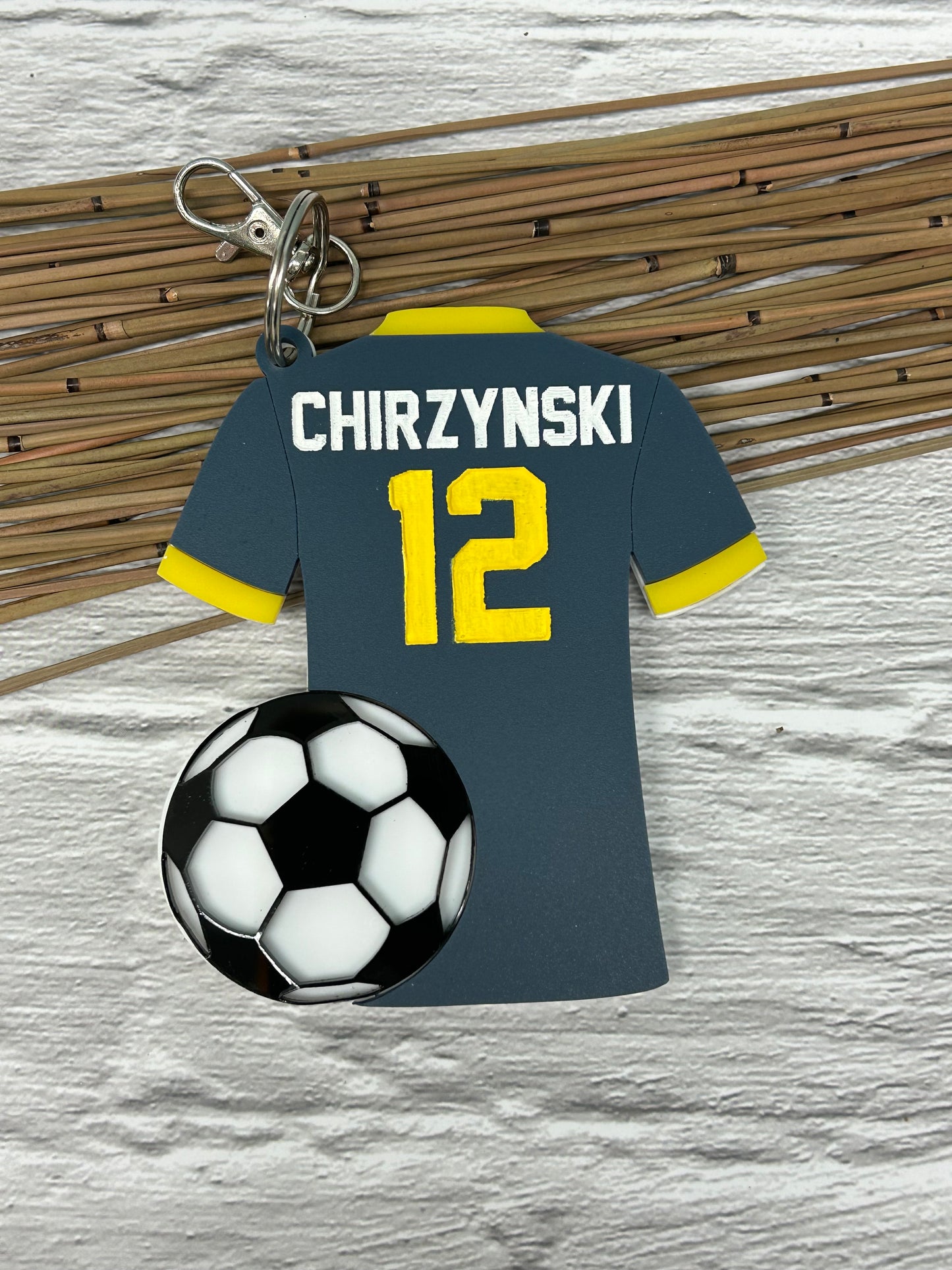 Soccer Jersey with Ball Backpack Clip On Name Tag