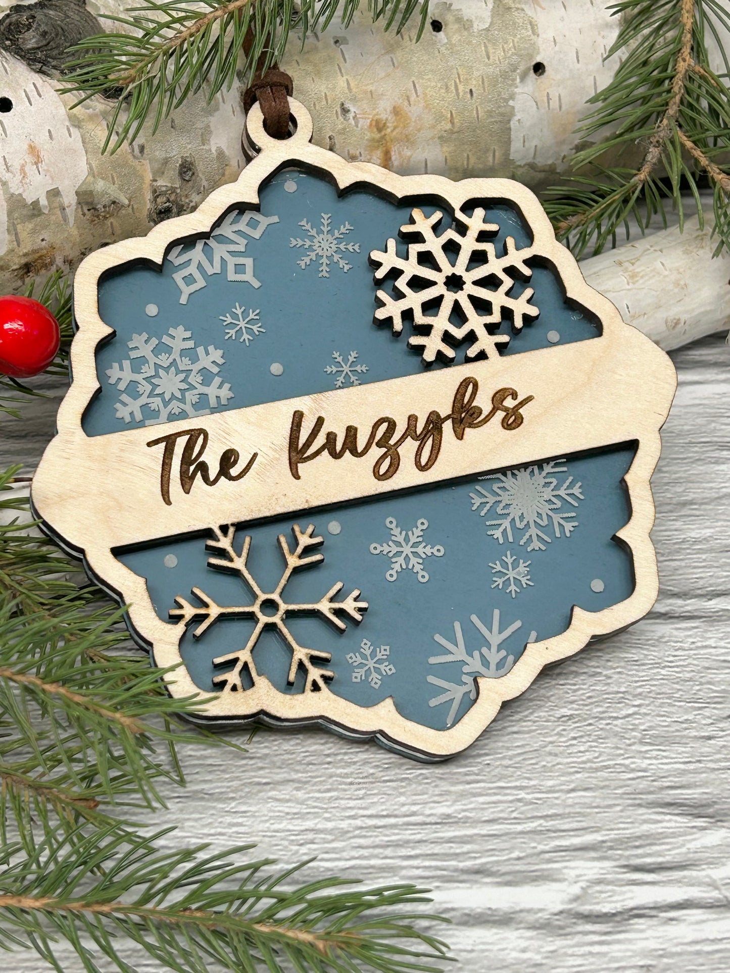 Engraved Snowflake Customizable Christmas Ornament