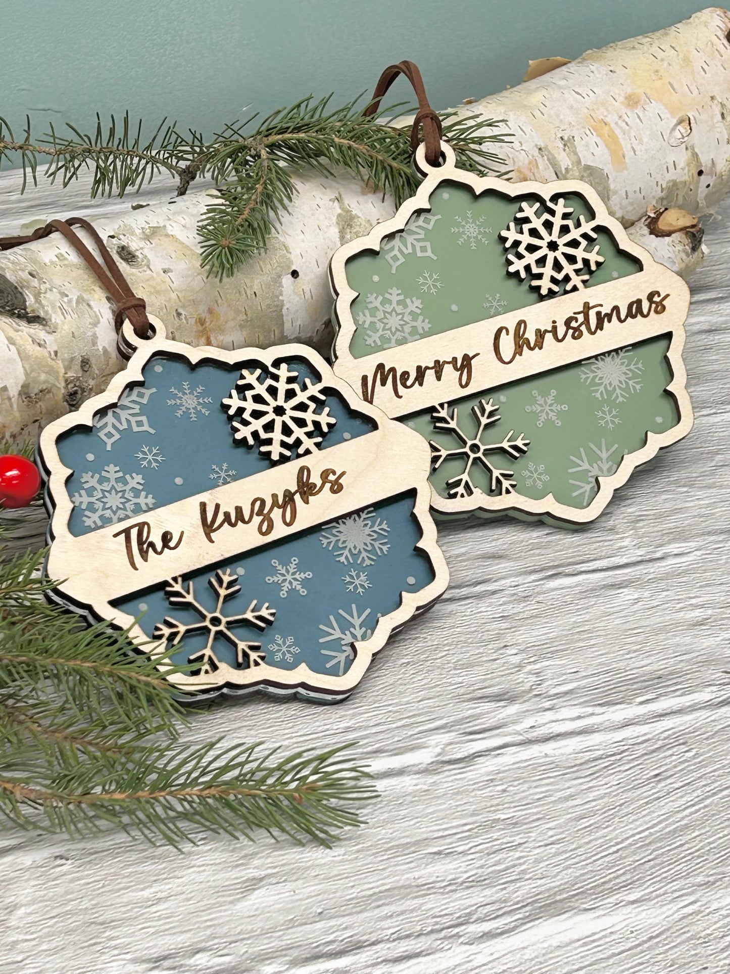 Engraved Snowflake Customizable Christmas Ornament