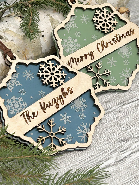 Engraved Snowflake Customizable Christmas Ornament