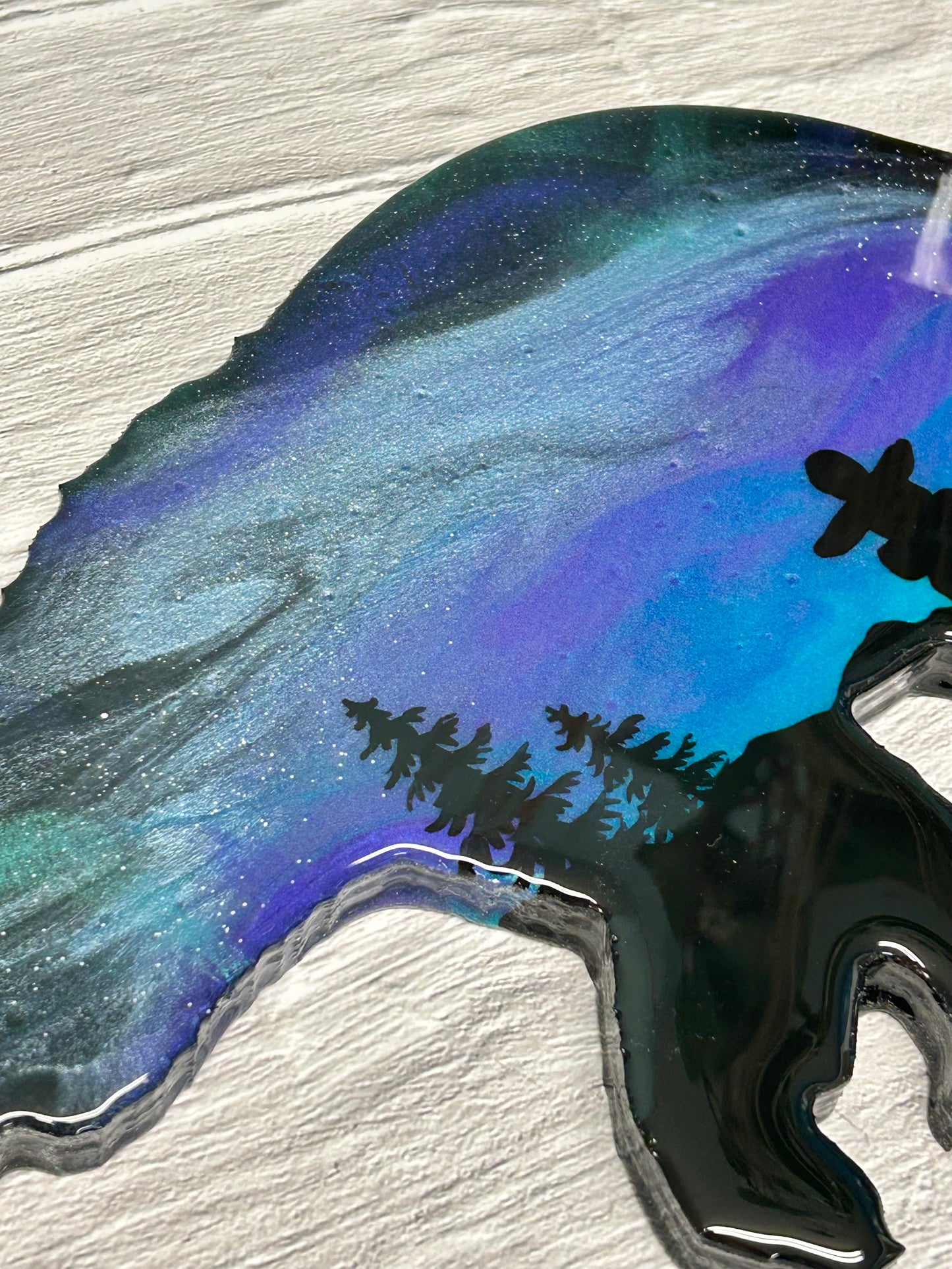 12" Purple and Blue Northern Lights Inukshuk Resin Bear