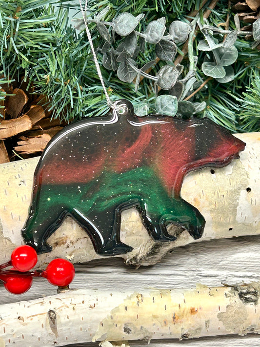 2025 Aurora Bear Resin Art Christmas Ornament
