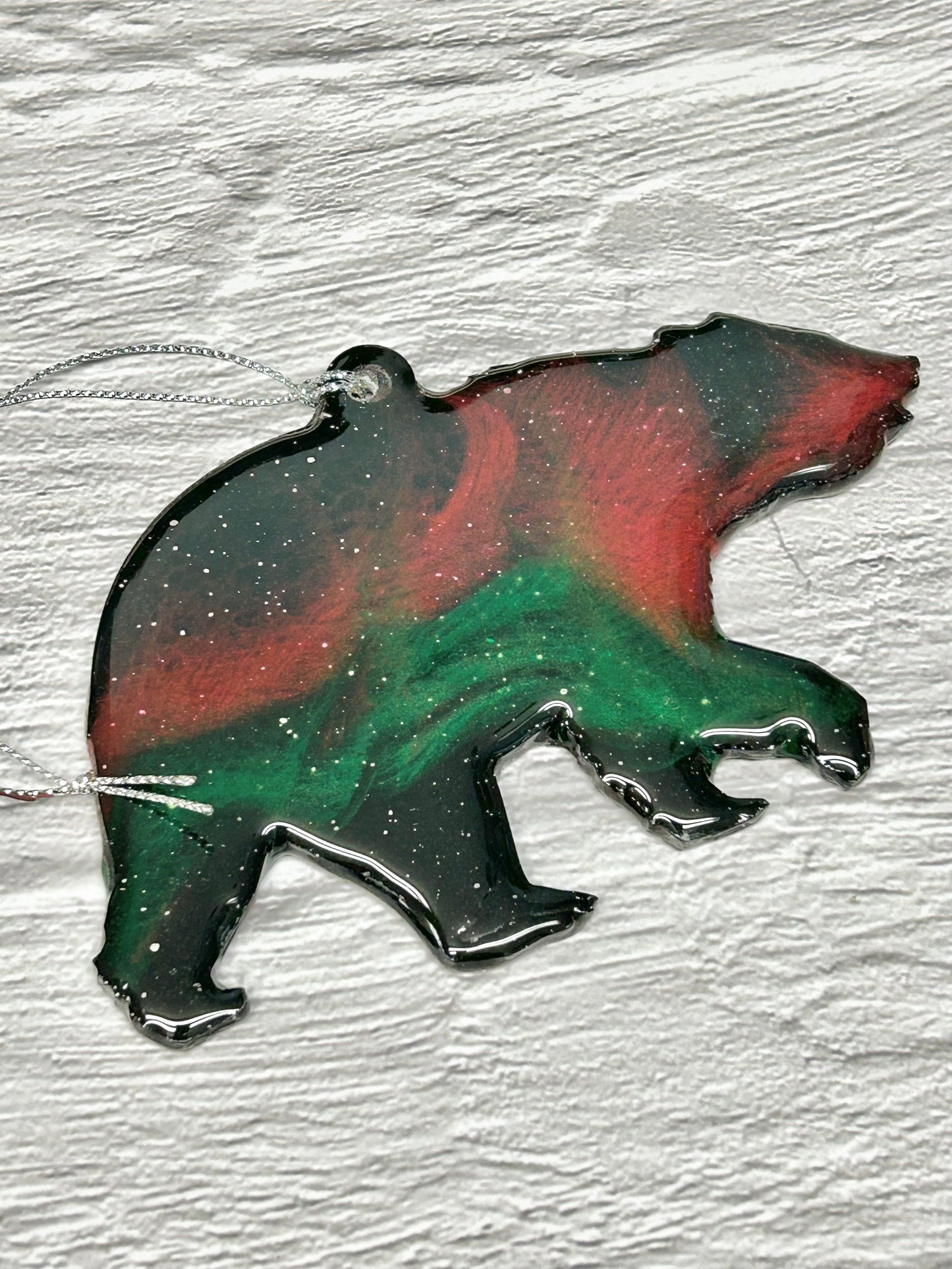 2025 Aurora Bear Resin Art Christmas Ornament