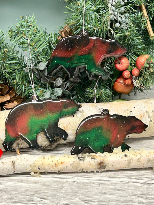 2025 Aurora Bear Resin Art Christmas Ornament