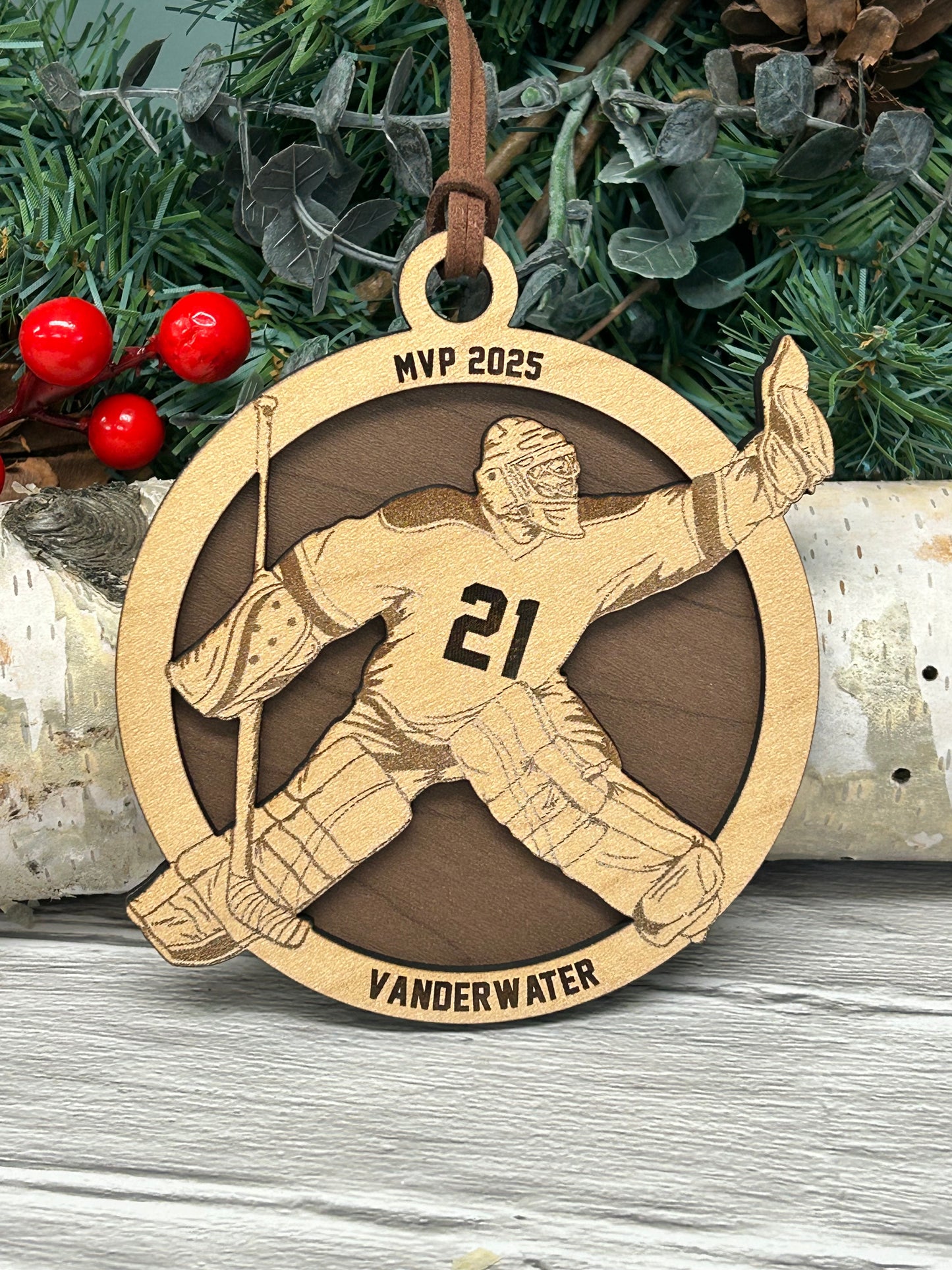 Engraved Hockey Goalie Ornament