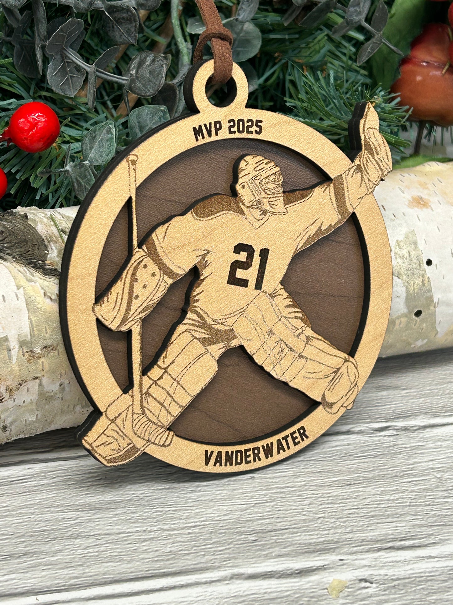 Engraved Hockey Goalie Ornament