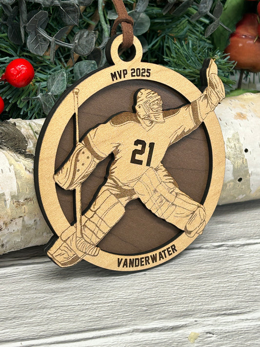 Engraved Hockey Goalie Ornament