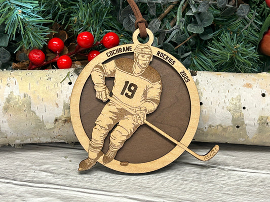 Engraved Hockey Player Ornament