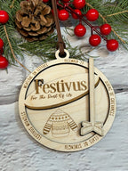 Wooden Festivus Christmas Ornament