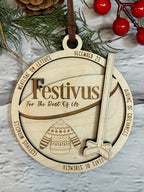 Wooden Festivus Christmas Ornament