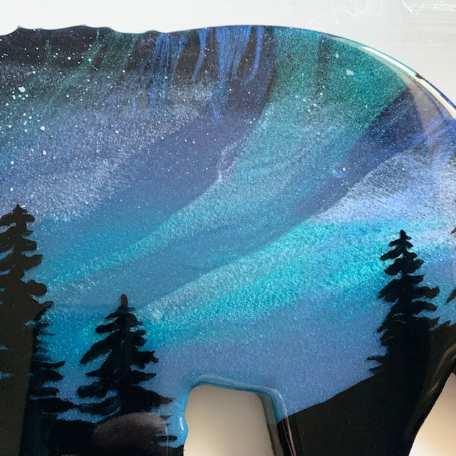 Blue Northern Lights Bear Art