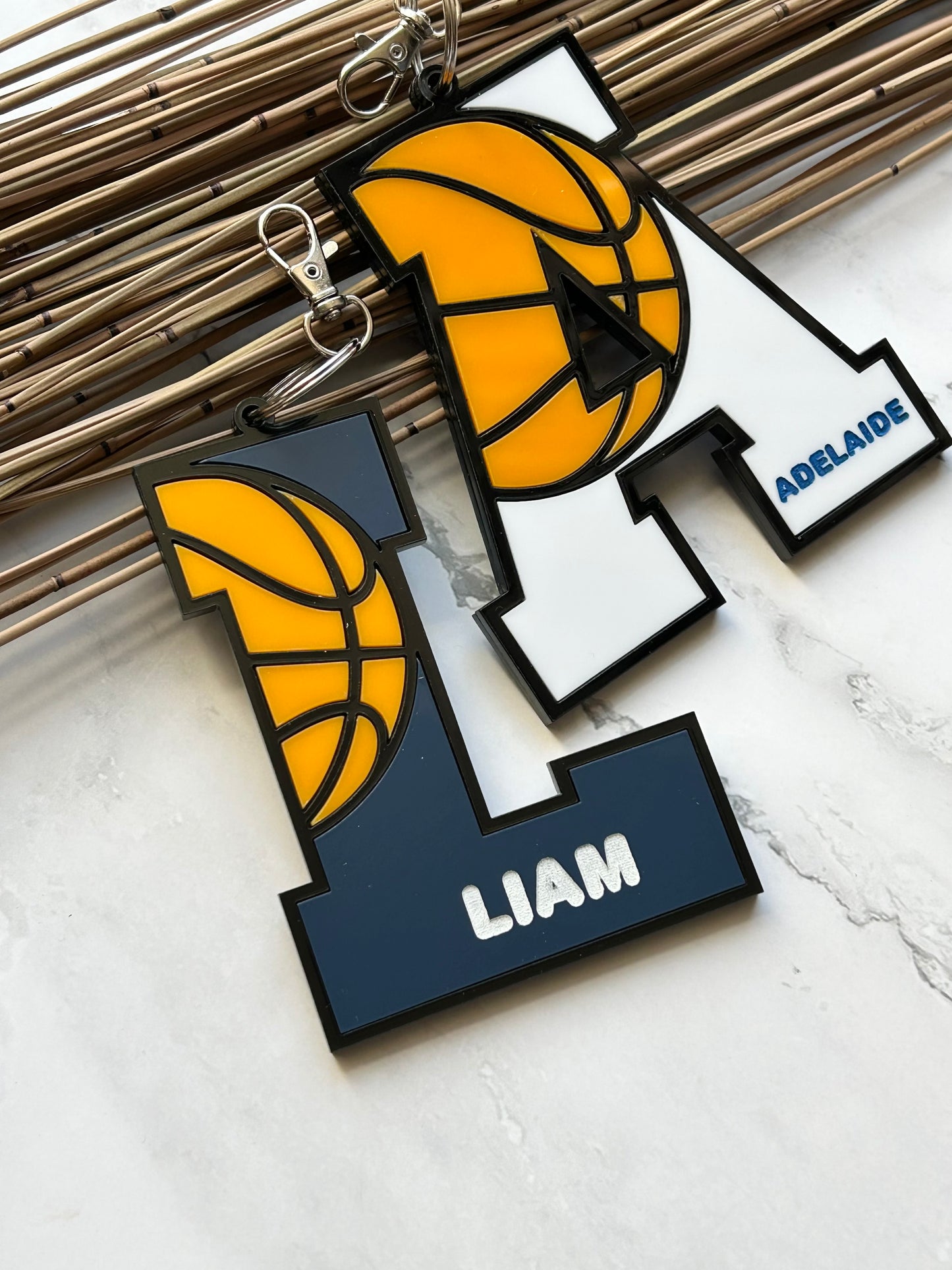 Basketball Personalized Clip On Backpack Name Tag