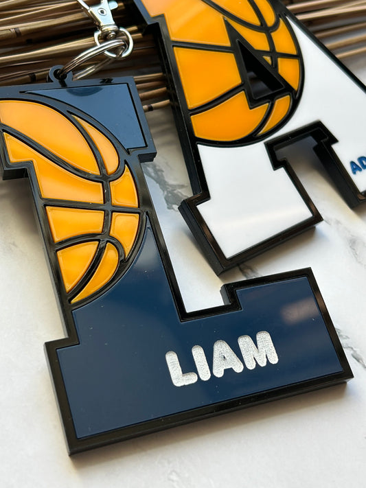 Basketball Personalized Clip On Backpack Name Tag