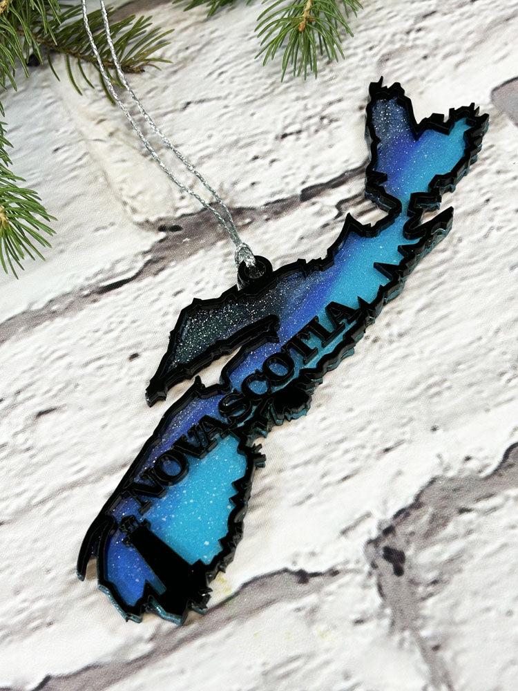 CLEARANCE Purple and Blue Province Northern Lights Ornaments