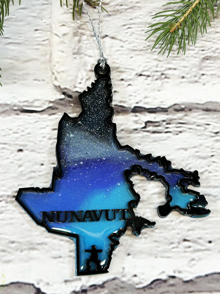 CLEARANCE Purple and Blue Province Northern Lights Ornaments