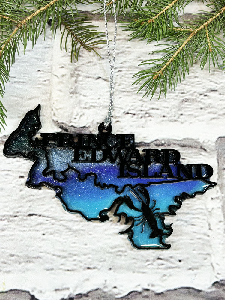 CLEARANCE Purple and Blue Province Northern Lights Ornaments
