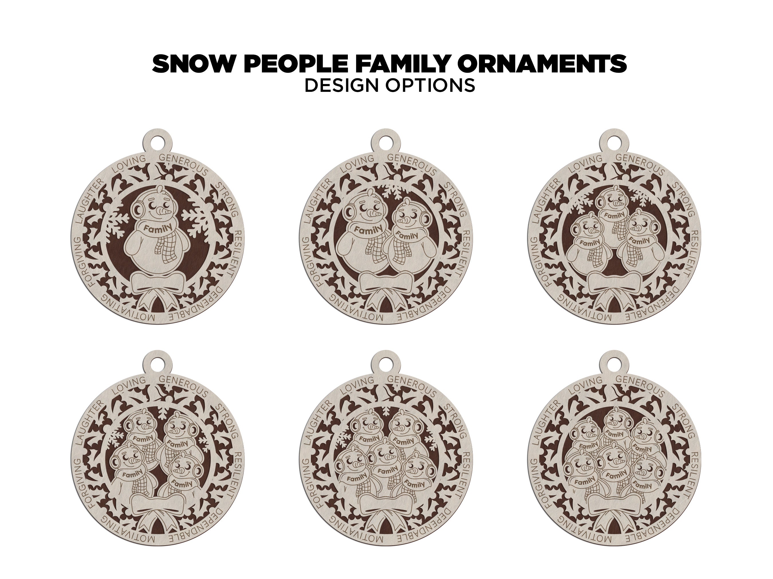 Customizable Snow Family Ornament