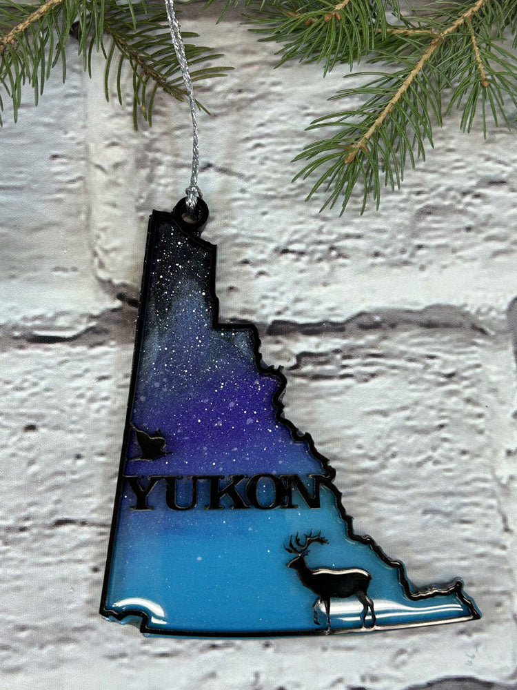 CLEARANCE Purple and Blue Province Northern Lights Ornaments
